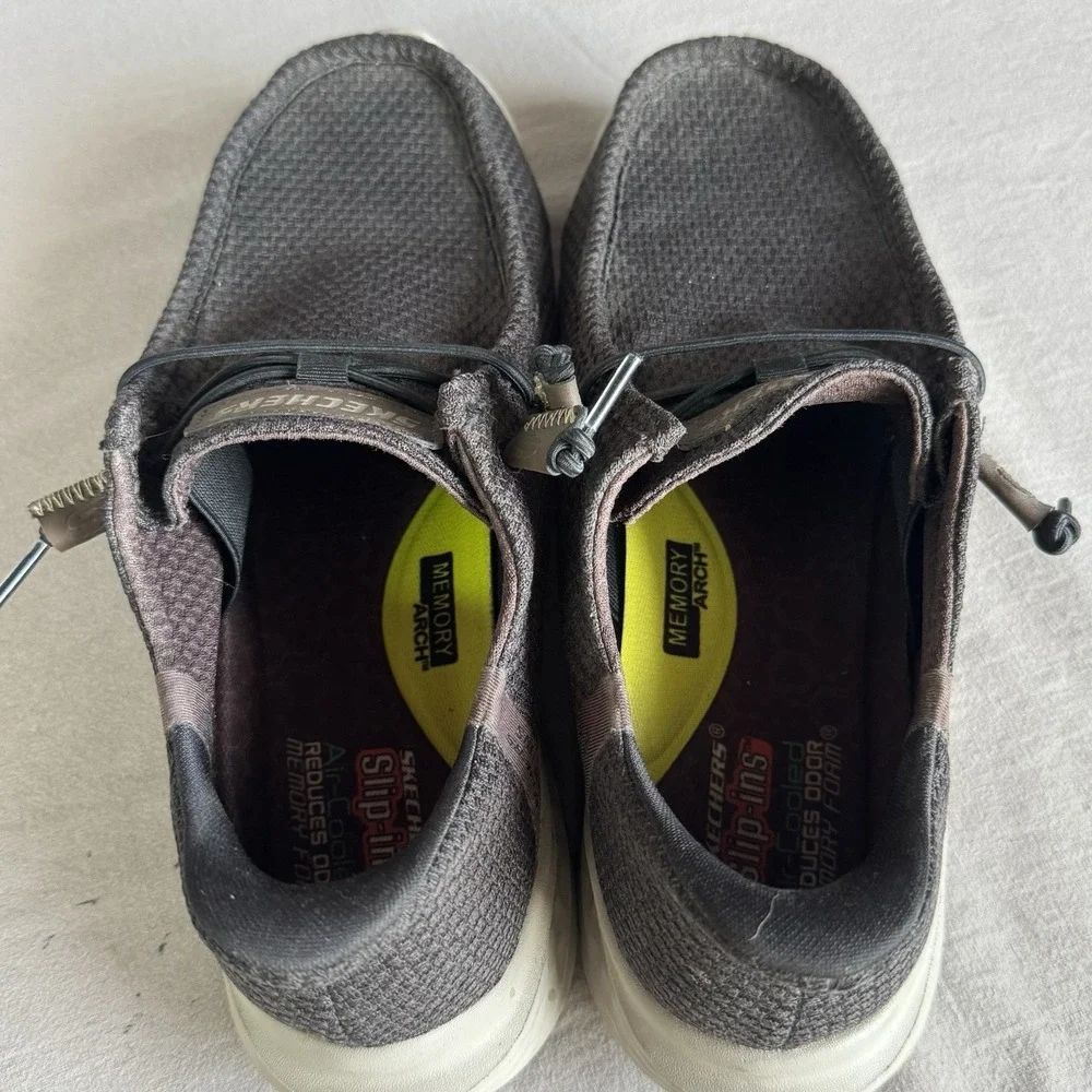 Size 11.5 - Skechers Shoes Mens Dario Grey Relaxed Slip On Hands Free Sneakers